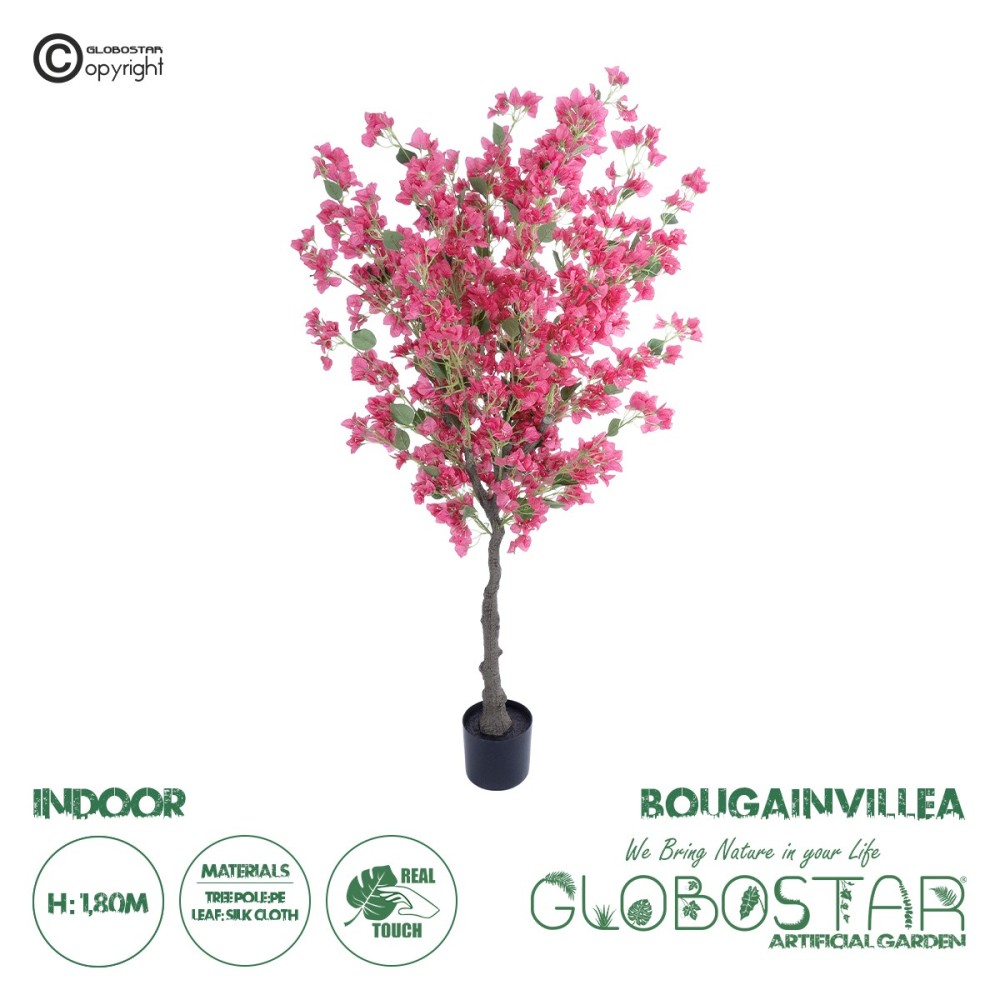 GloboStar® Artificial Garden BOUGAUVILLEA 20665 Τεχνητό Διακοσμητικό Φυτό με Ανθη Μπουκανβίλιας Φουξ Υ180cm